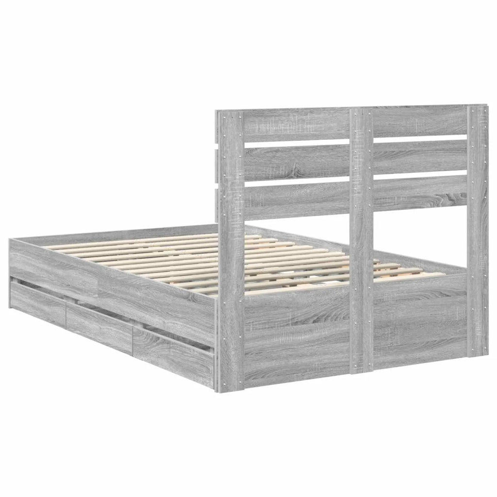 Struttura del letto con cassetto Grigio Sonoma 120 x 190 cm