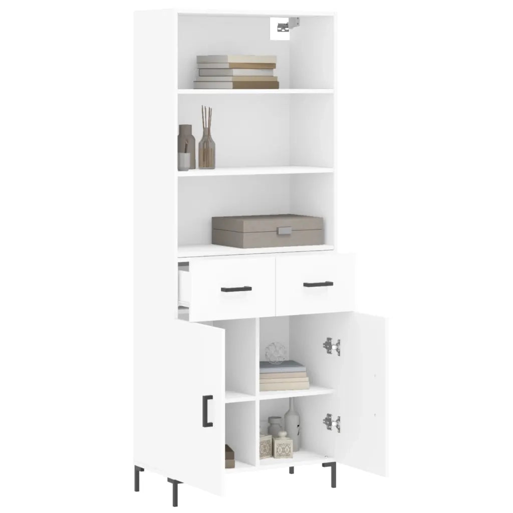 Credenza-Buffet-Armadio da cucina Bianca 69,5x34x180 cm in Legno Multistrato 974170