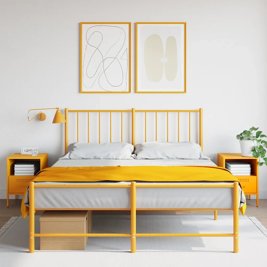 vidaXL Comodini 2 pz Giallo Senape 36x39x50,5 cm in Acciaio