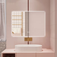 AICA Specchio da bagno 80 x 60 cm, dimmerabile, Funzione Memoria, antiappannamento, 3 colori