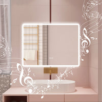 AICA Specchio da bagno  100 x 60 cm, dimmerabile, Blue tooth, Funzione Memoria, antiappannamento, 3 colori