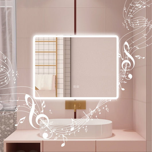 AICA Specchio da bagno  100 x 60 cm, dimmerabile, Blue tooth, Funzione Memoria, antiappannamento, 3 colori