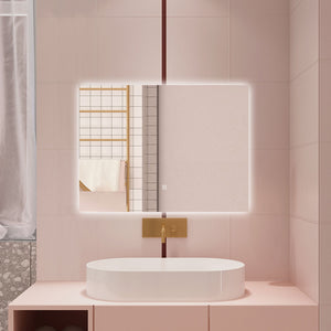 AICA Specchio da bagno 100 x 60 cm, antiappannamento, dimmerabile, interruttore touch, Funzione Memoria