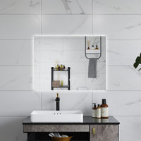 AICA Specchio da bagno 90 x 70 cm, antiappannamento, dimmerabile, interruttore touch, Funzione Memoria