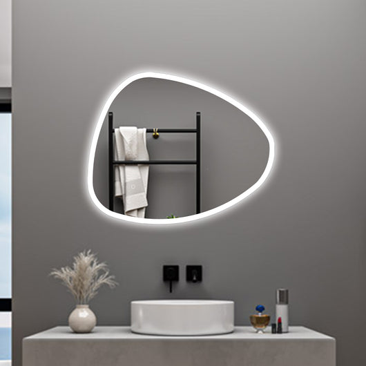 AICA Specchio da bagno  80 x 65 cm, dimmerabile, Funzione Memoria, antiappannamento, 3 colori