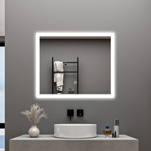 AICA Specchio da bagno  90 x 70 cm, dimmerabile, Funzione Memoria, antiappannamento, 3 colori