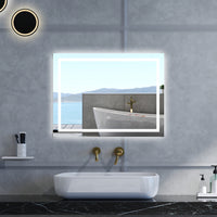Specchio da bagno Rettangolare con 100x60cm,Memoria, Antifog,Regorabile,Retroilluminato,doppio interruttore,