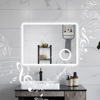 AICA Specchio da bagno  60 x 80 cm, dimmerabile, Blue tooth, Funzione Memoria, antiappannamento, 3 colori, Magnificatore