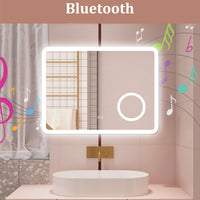 AICA Specchio da bagno  60 x 80 cm, dimmerabile, Blue tooth, Funzione Memoria, antiappannamento, 3 colori, Magnificatore