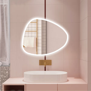 AICA Specchio da bagno 100 x 80 cm, dimmerabile, Funzione Memoria, antiappannamento, 3 colori