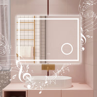 AICA Specchio da bagno  80 x 60 cm, dimmerabile, Blue tooth, Funzione Memoria, antiappannamento, 3 colori, Magnificatore