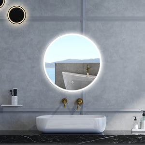 Specchio da bagno Rotondo con 70cm,Memoria, Antifog,Regorabile,Retroilluminato,doppio interruttore,