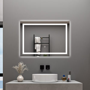 AICA Specchio da bagno  70 x 50 cm, dimmerabile, interruttore touch, Funzione Memoria, antiappannamento, 3 colori