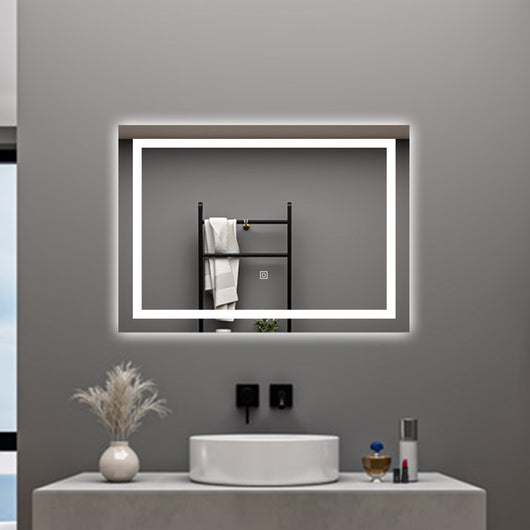 AICA Specchio da bagno  70 x 50 cm, dimmerabile, interruttore touch, Funzione Memoria, antiappannamento, 3 colori