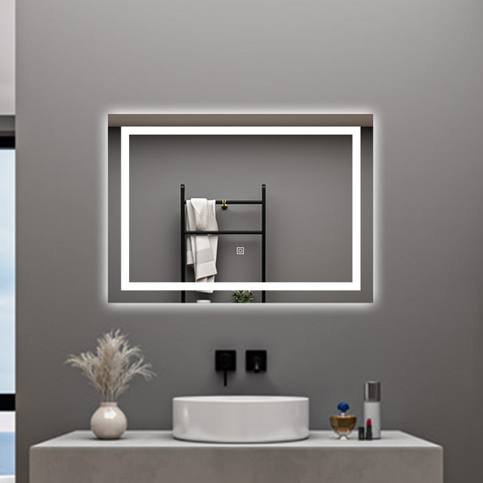 AICA Specchio da bagno  70 x 50 cm, dimmerabile, interruttore touch, Funzione Memoria, antiappannamento, 3 colori