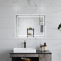 AICA Specchio da bagno  100 x 60 cm, dimmerabile, interruttore touch, Funzione Memoria, antiappannamento