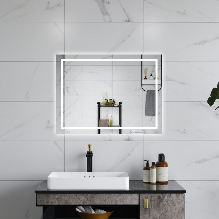 AICA Specchio da bagno  100 x 60 cm, dimmerabile, interruttore touch, Funzione Memoria, antiappannamento