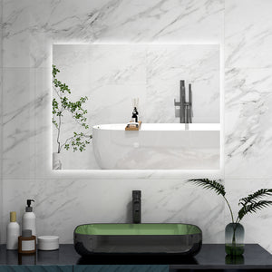 AICA Specchio da bagno 90 x 70 cm, antiappannamento, Regorabile, interruttore touch, Funzione Memoria