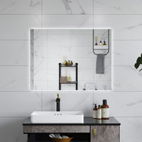 AICA Specchio da bagno 80 x 60 cm, dimmerabile, Funzione Memoria, antiappannamento, 3 colori