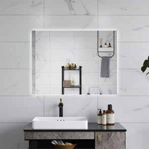 AICA Specchio da bagno 80 x 60 cm, dimmerabile, Funzione Memoria, antiappannamento, 3 colori