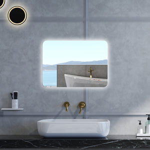 Specchio da bagno Rettangolare con 70x50cm,Memoria,Regorabile,Retroilluminato,doppio interruttore,HD temperato