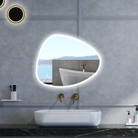 Specchio da bagno Asimmetrico con 80x650cm,3 colori,Memoria, Antifog,Regorabile,Retroilluminato,doppio interruttore,