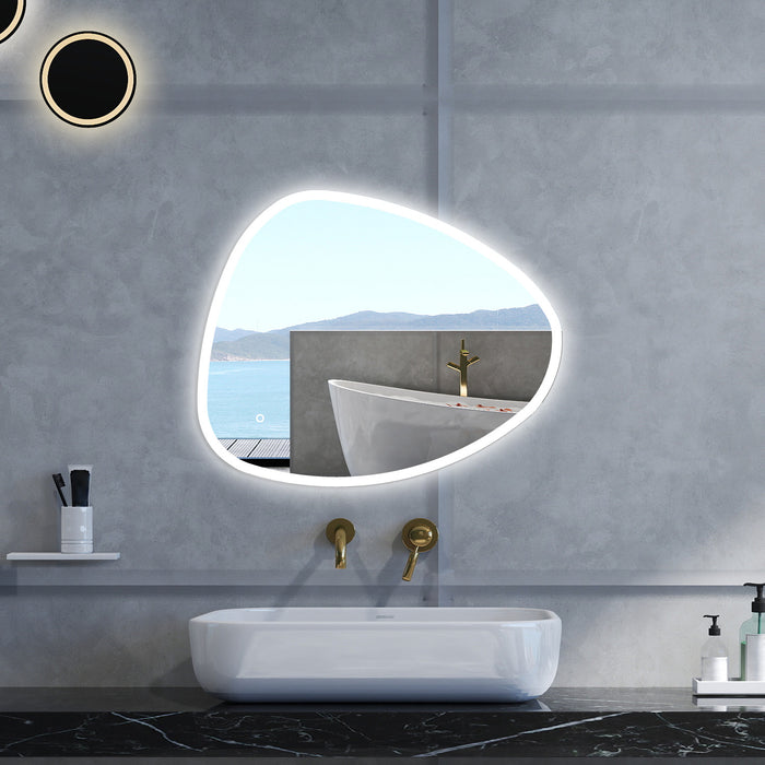 Specchio da bagno Asimmetrico con 80x650cm,3 colori,Memoria, Antifog,Regorabile,Retroilluminato,doppio interruttore,
