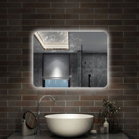 80 x 60 cm,AICA Specchio da Bagno LED con Luce,Regolabili,memoria,CRI>90,autospegnimento,interruttore touch