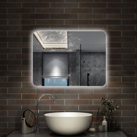 80 x 60 cm,AICA Specchio da Bagno LED con Luce,Regolabili,memoria,CRI>90,autospegnimento,interruttore touch
