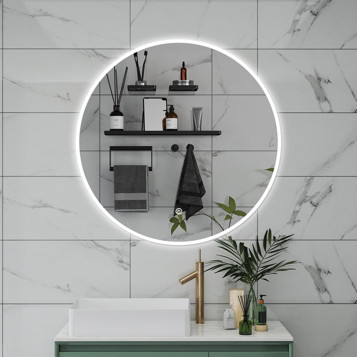 AICA Specchio da bagno 100 x 100 cm, antiappannamento, dimmerabile, interruttore touch, Funzione Memoria