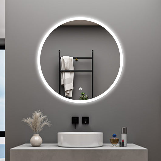 AICA Specchio da bagno 70 x 70 cm, antiappannamento, dimmerabile, interruttore touch, Funzione Memoria