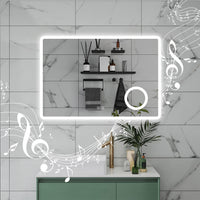 AICA Specchio da bagno  60 x 80 cm, dimmerabile, Blue tooth, Funzione Memoria, antiappannamento, 3 colori, Magnificatore