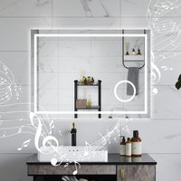 AICA Specchio da bagno  80 x 60 cm, dimmerabile, Blue tooth, Funzione Memoria, antiappannamento, 3 colori, Magnificatore