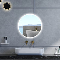 Specchio da bagno Rotondo con 80cm,Memoria, Antifog,Regorabile,Retroilluminato,doppio interruttore,