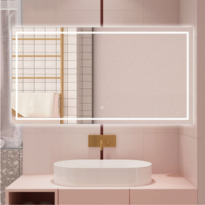 AICA Specchio da bagno  70 x 50 cm, dimmerabile, interruttore touch, Funzione Memoria, antiappannamento, 3 colori