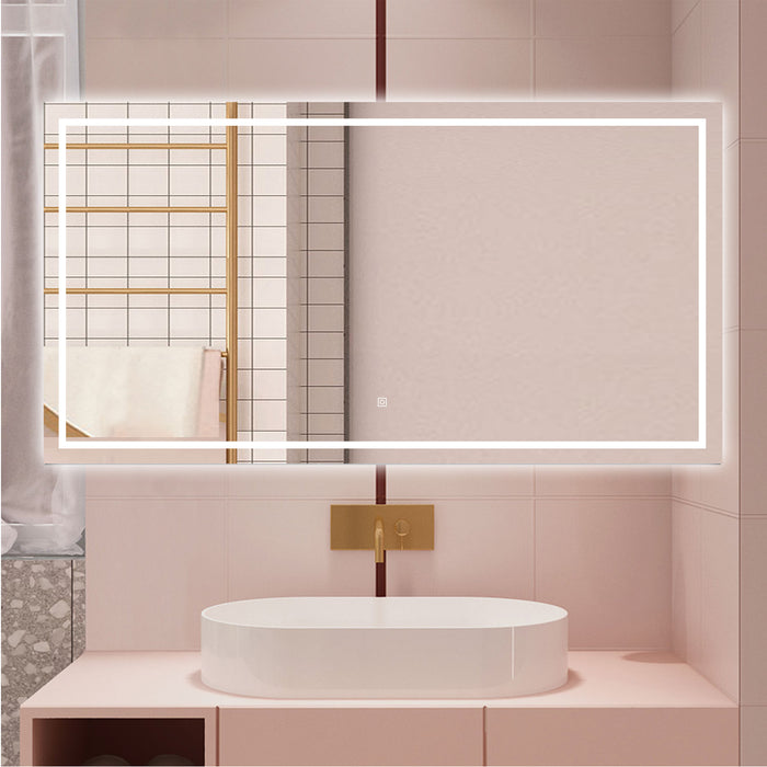 AICA Specchio da bagno  70 x 50 cm, dimmerabile, interruttore touch, Funzione Memoria, antiappannamento, 3 colori