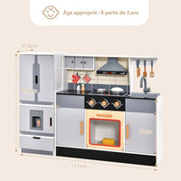 Cucina per bambini con frigorifero e 12 accessori gioco di cucina con fabbricatore di ghiaccio spazio per riporre luci e suoni per 3 anni + 20_0006456