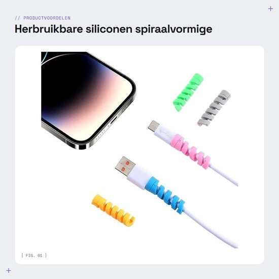 Protezioni spiraliformi in silicone riciclabili - Protezione cavi - 30 pezzi - Duraturo e efficace - Protezione contro l'usura -...