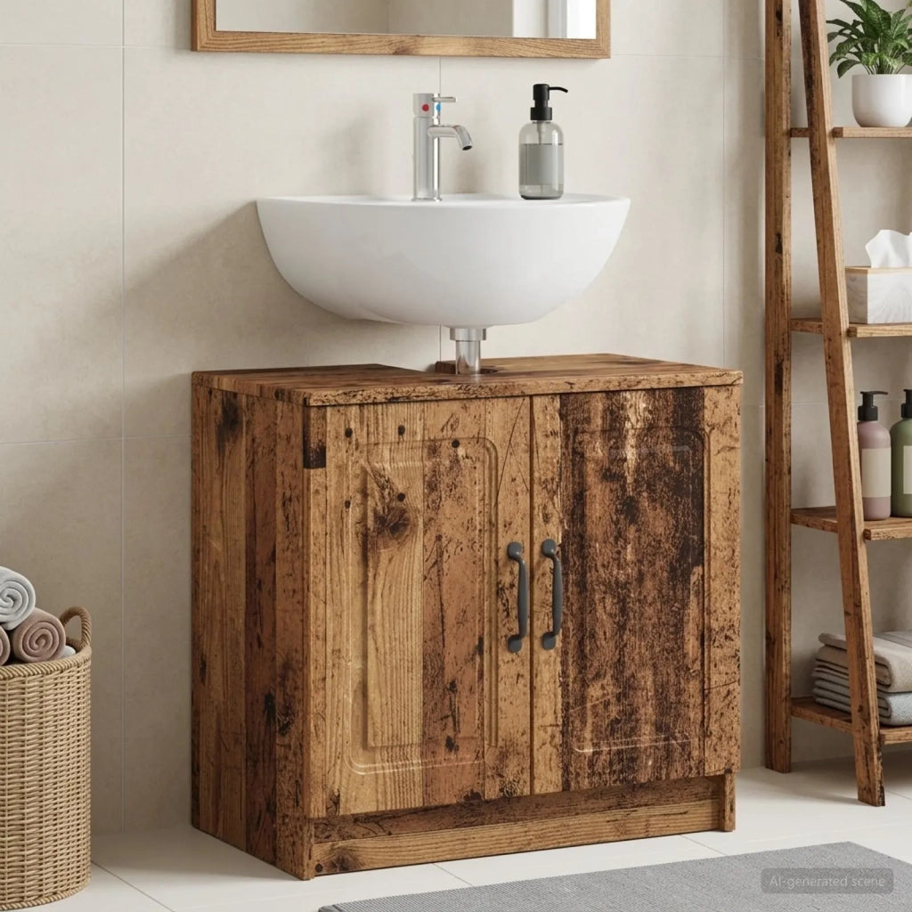 Armadio per Lavabo da Bagno UTRECHT Legno antico 897673