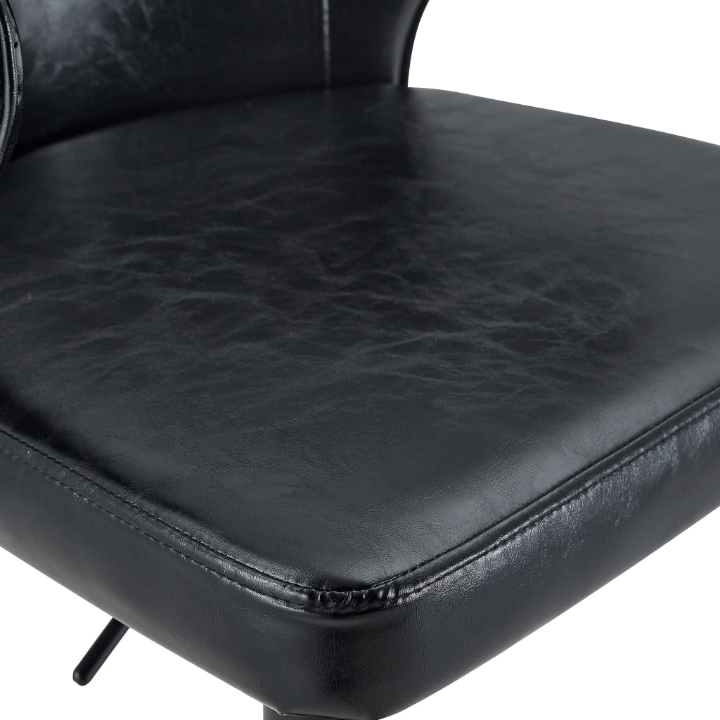 Sgabello da Bar Girevole Regolabile in Altezza con Schienale Ergonomico e Poggiapiedi, in PU Nero