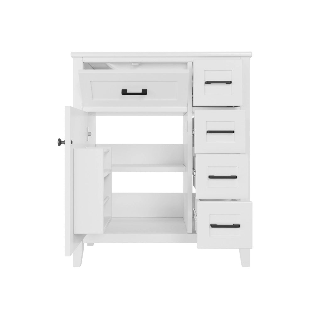 Mobile Bagno con Lavabo Integrato ¨C Xylo ¨C Bianco, 4 Cassetti, 76x46x90 cm