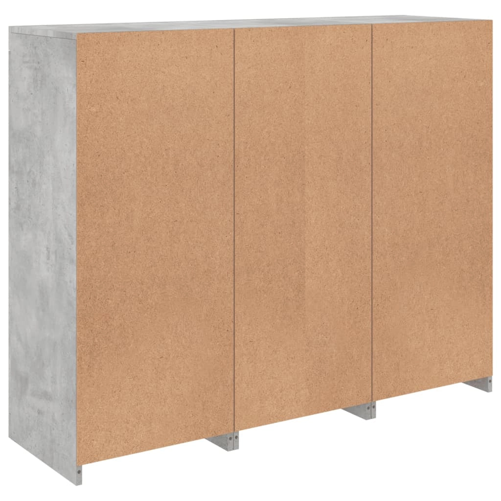 Buffet credenza cassettiera armadio mobile contenitore organizer per cucina soggiorno salotto con luci LED 3 pezzi legno ingegnerizzato grigio 02_0037219