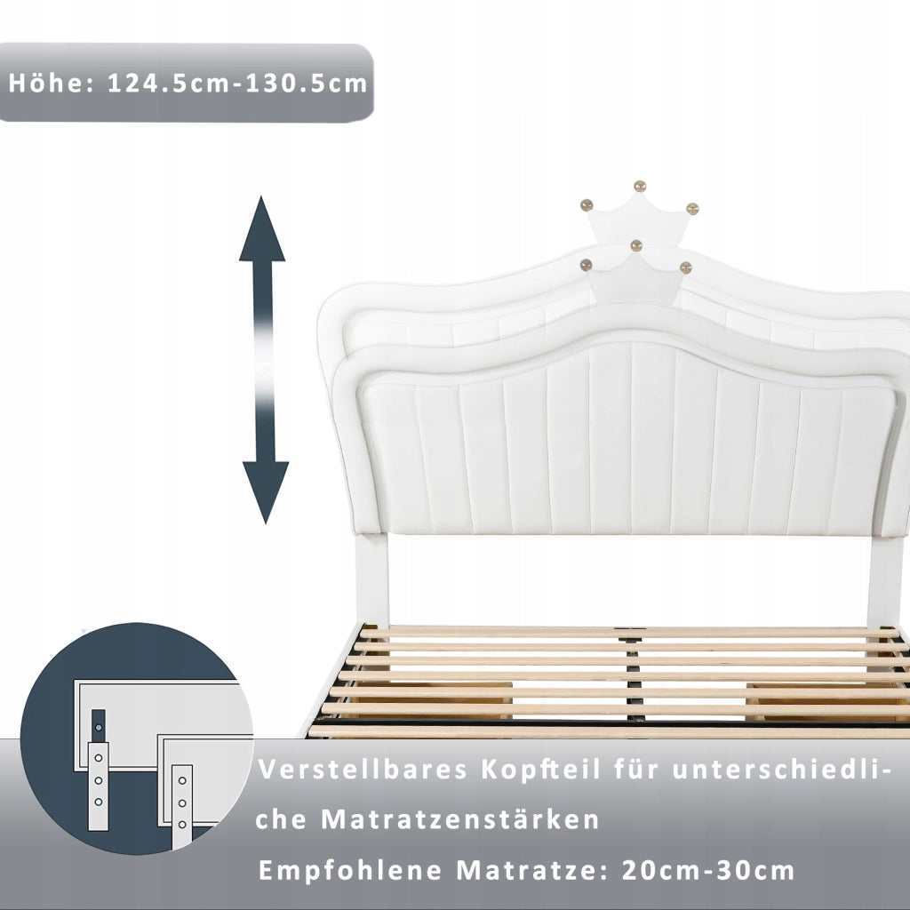 Letto per bambini con LED e cassetti - Xylo - 140x200 - Bianco