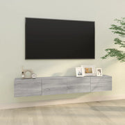 Mobili TV Muro 2pz Grigio Sonoma 100x30x30 cm Legno Multistrato 820467