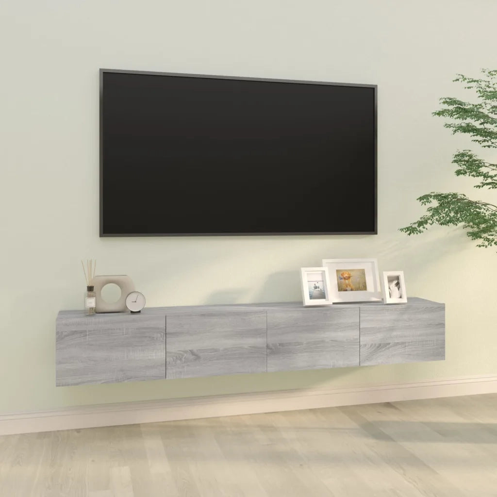 Mobili TV Muro 2pz Grigio Sonoma 100x30x30 cm Legno Multistrato 820467