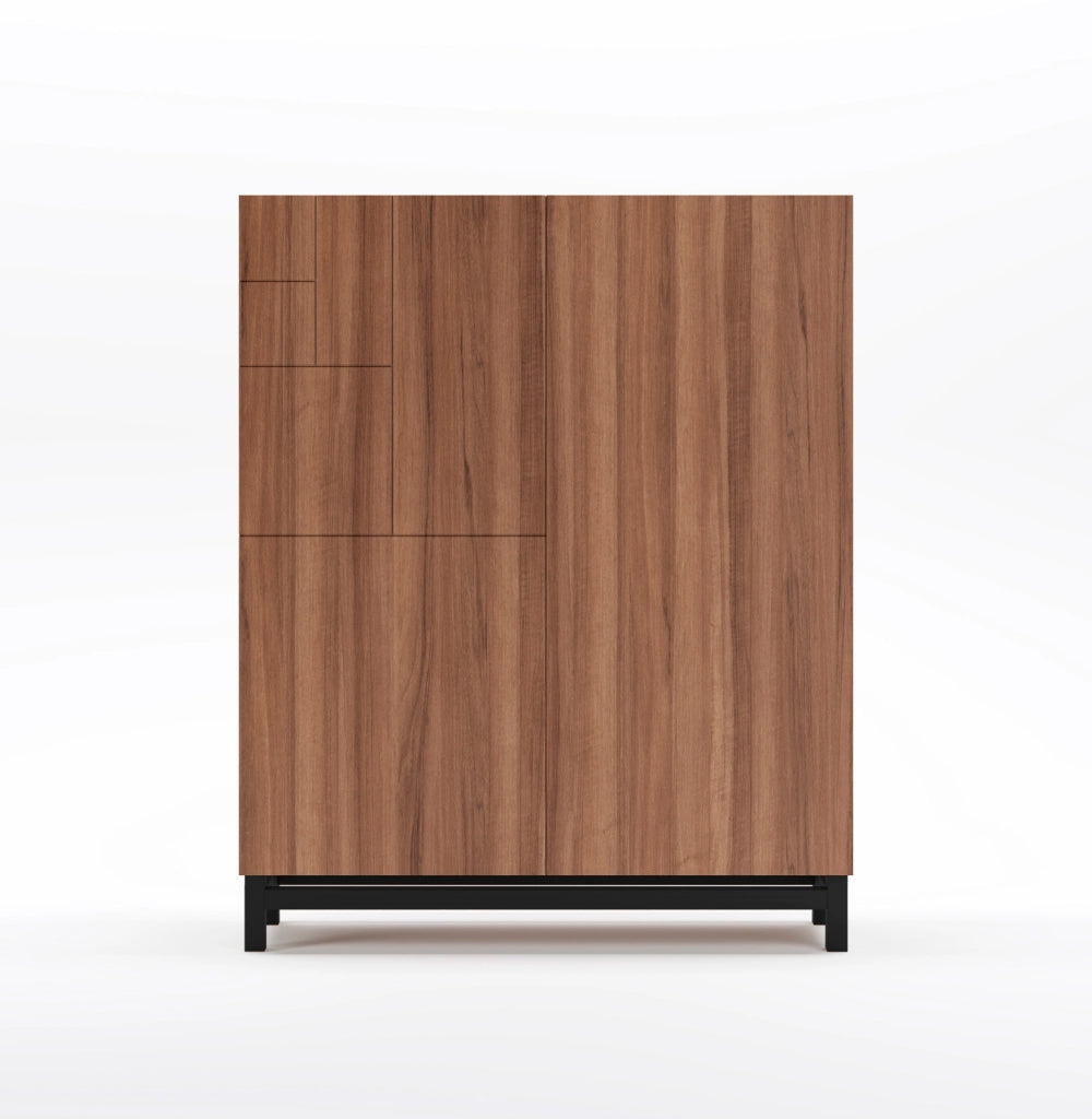 Scarpiera Herdasa effetto noce gambe nere 112x90x27