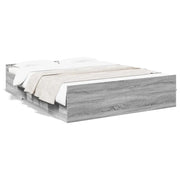 Letto matrimoniale | Letto per adulti | Giroletto Cassetti Grigio Sonoma 160x200 cm Legno Multistrato