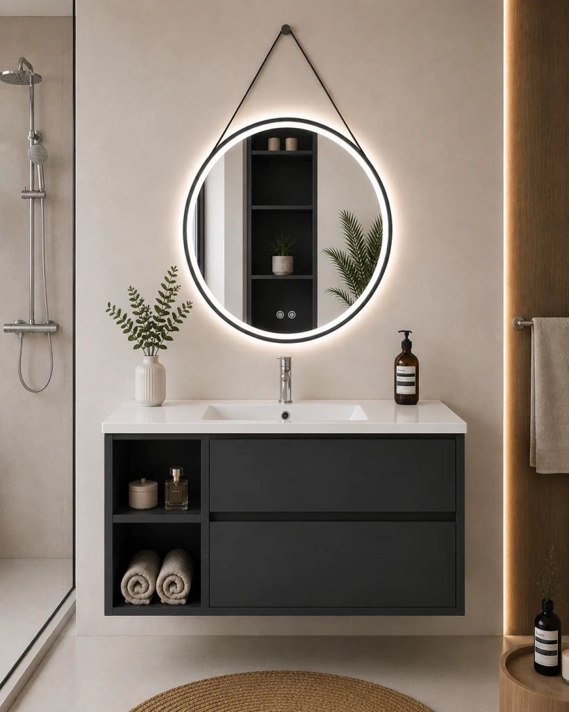 Mobile bagno con lavabo ORIGENBATH ZEUS senza specchio 70x45 cm Sinistra grafite