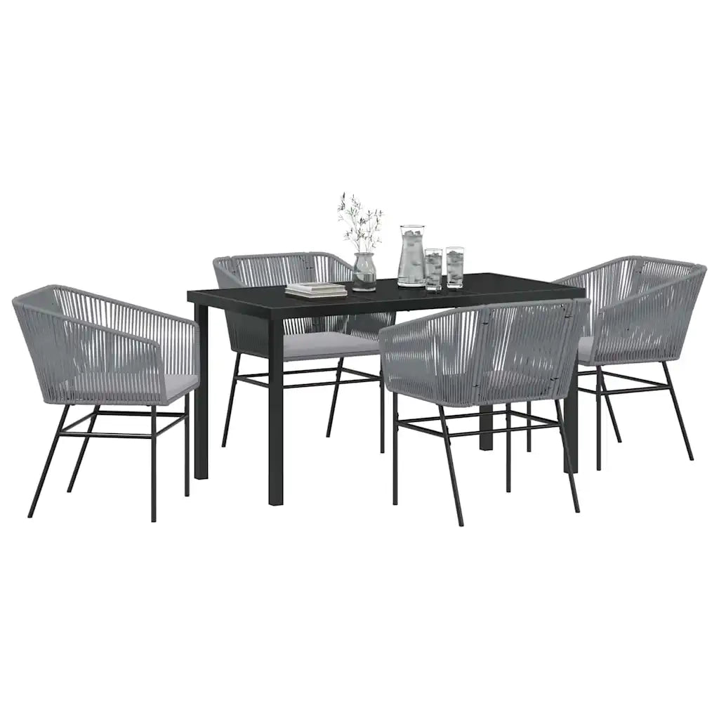 Set da Pranzo per Giardino con cuscino 5 pcs Grigio 3380934