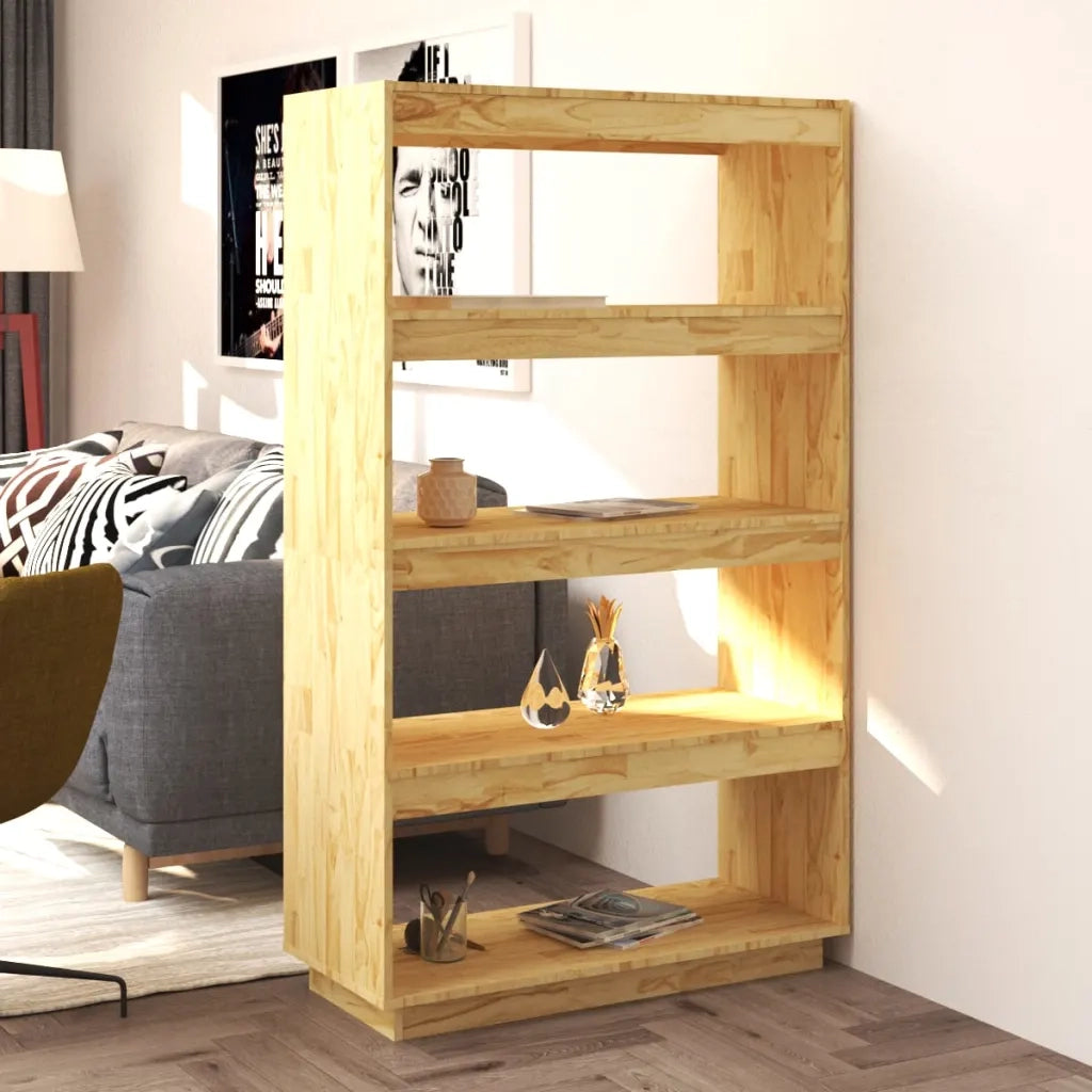 Libreria Divisorio-Scaffale per Libri-Mobile di Stoccaggio 80x35x135 cm in Legno Massello di Pino